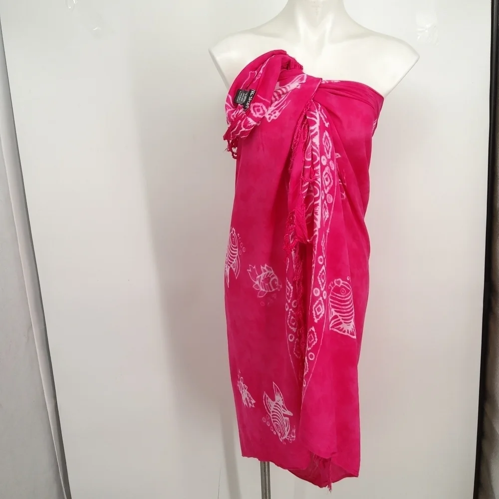 IG SPORT TROPICAL FISH PINK SARONG - Picture 1 of 6